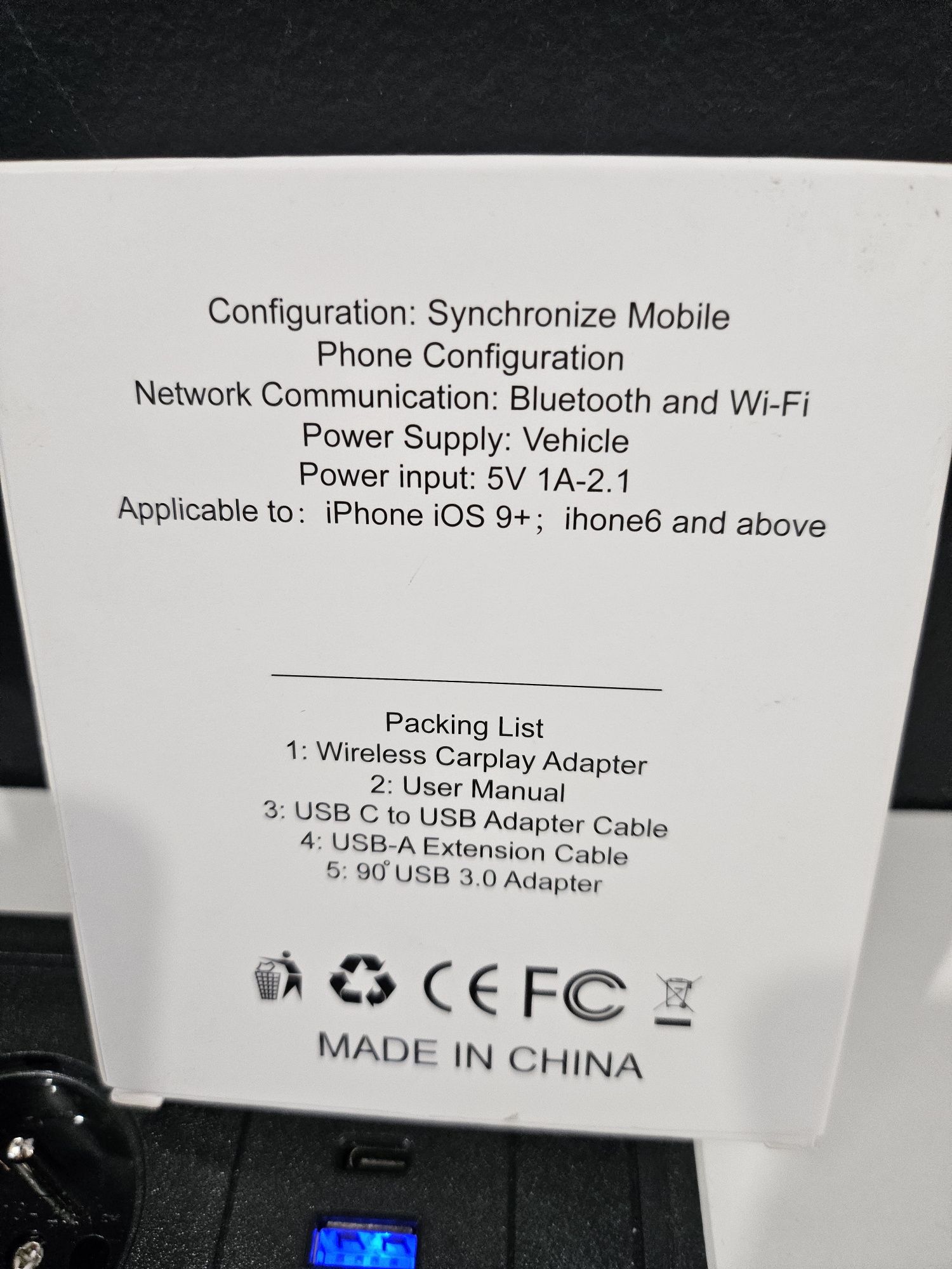 Bezprzewodowy adapter Lyssiefeel Wireless CarPlay