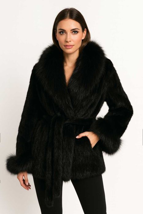 Luksusowe futro kurtka z norek tkane L-XL - nowe