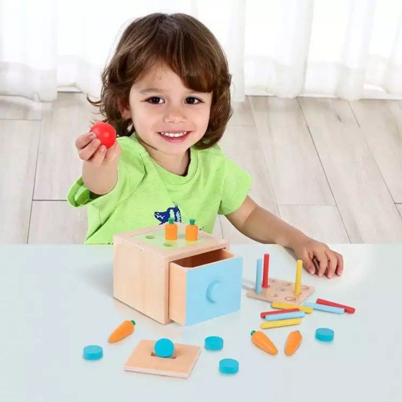 Tooky Toy Drewniana Kostka Edukacyjna Szuflada 4w1