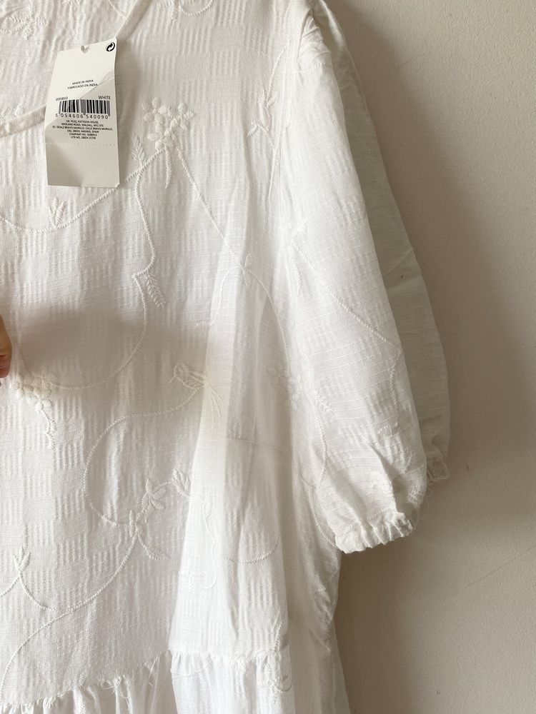 Nowa biala wyszywana sukienka hafty boho falbany