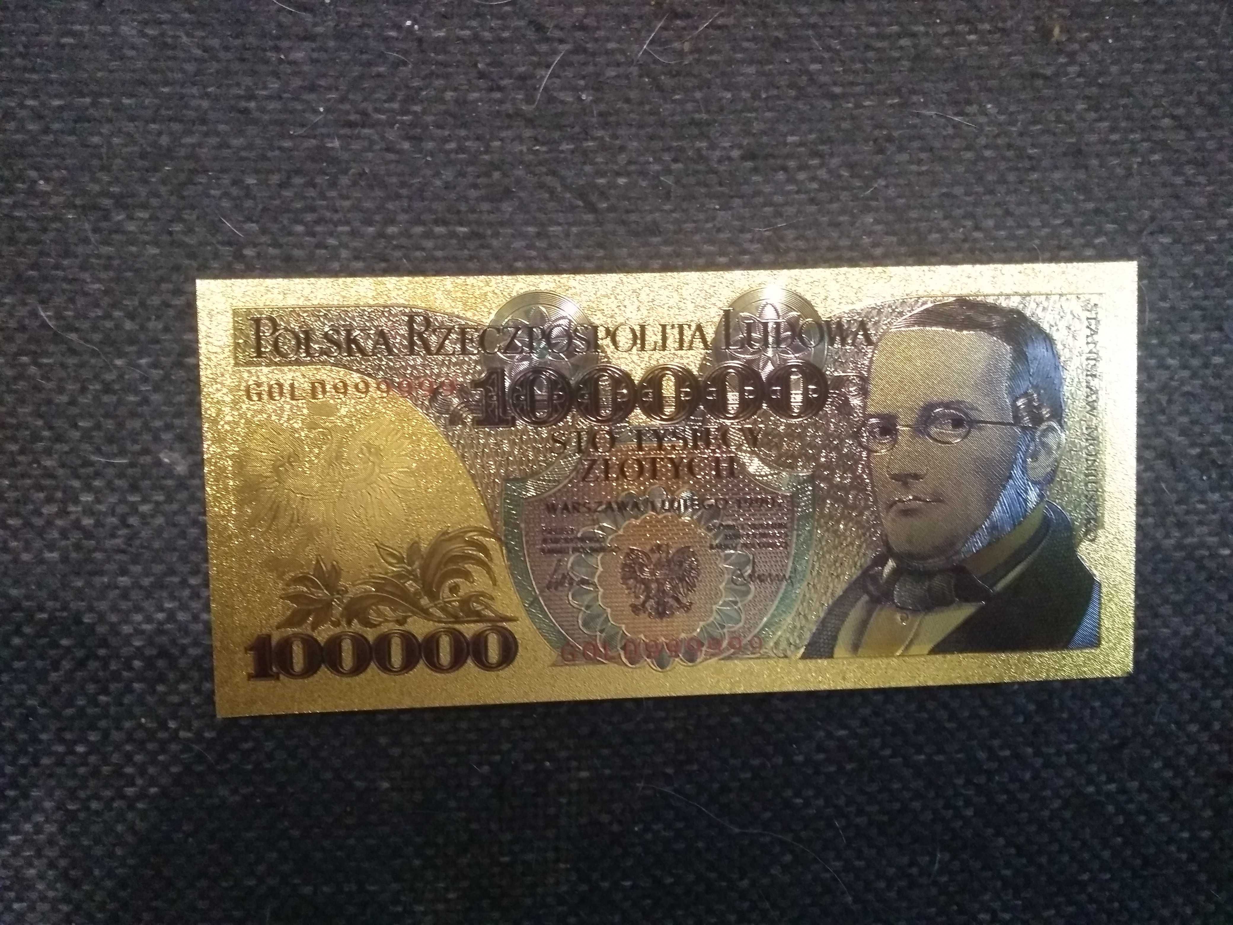 Banknot kolekcjonerski pozłacany - PRL 100000 zł Stanisław Moniuszko
