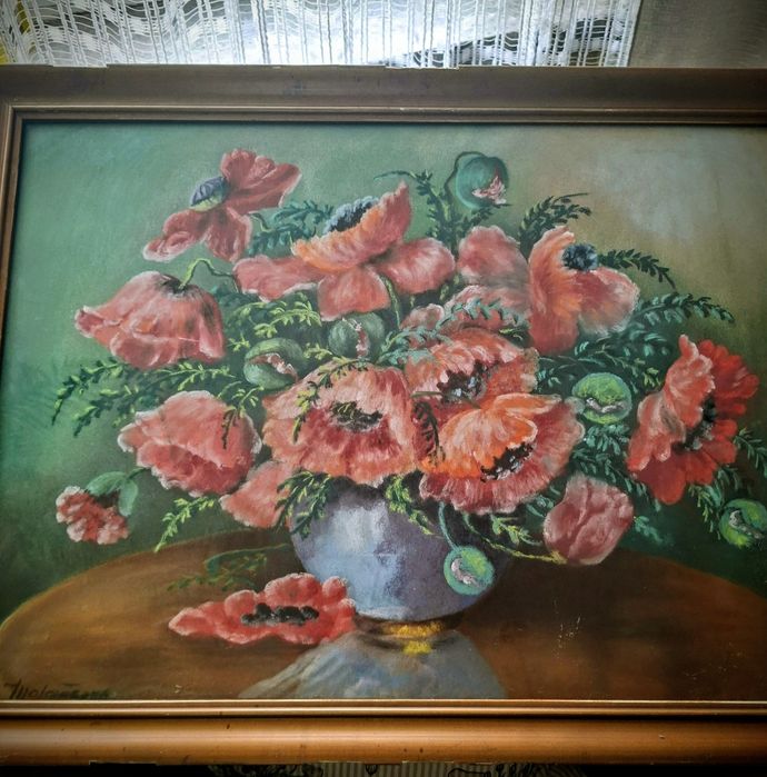 Obraz czerwone maki za szkłem