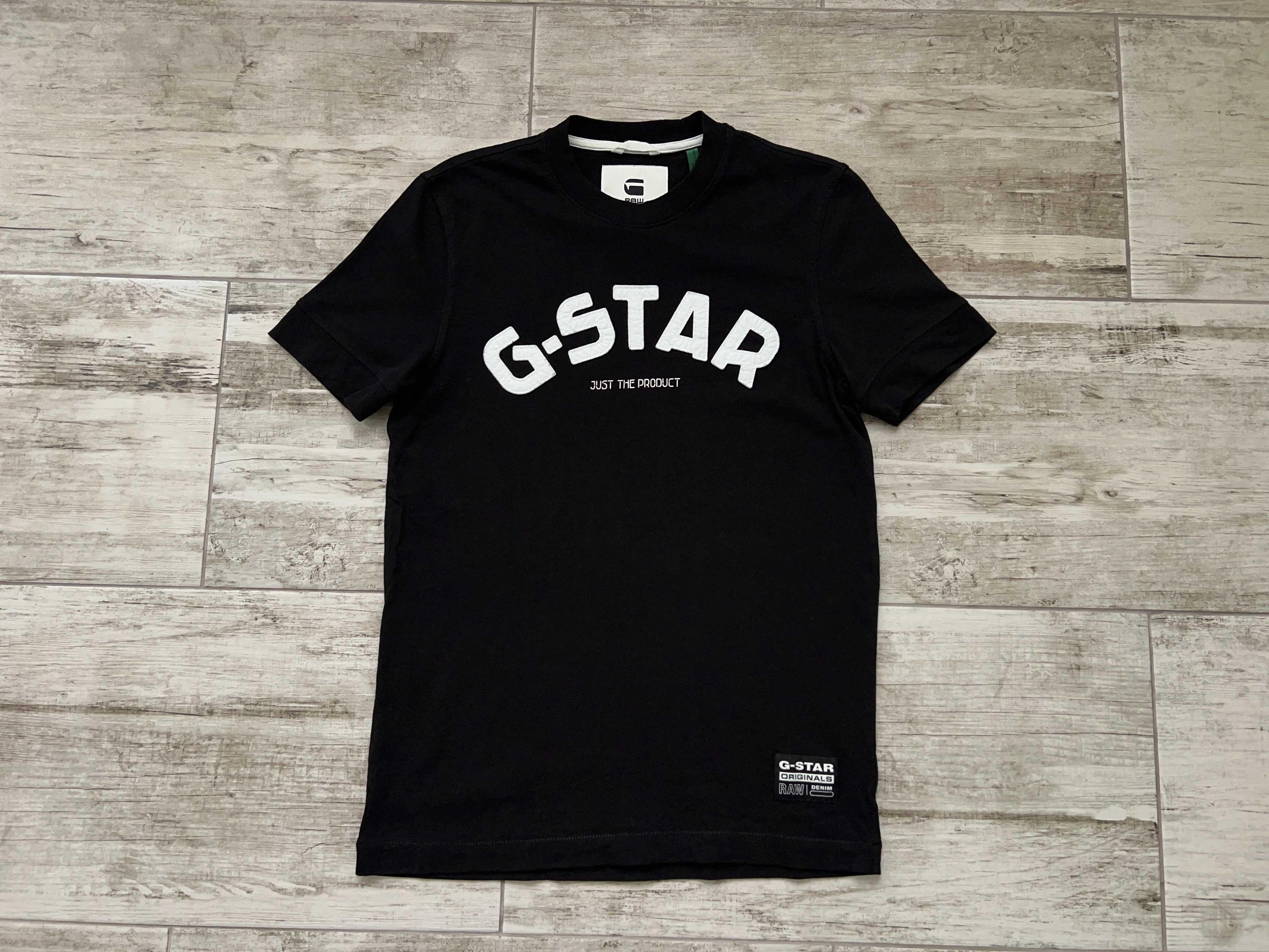 G Star чорна футболка чоловіча оригінал біг лого коттонова оригінал