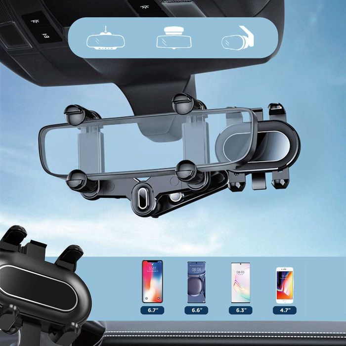 Uchwyt samochodowy na telefon do lusterka 360 stopni uniwersalny