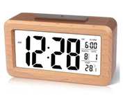 Drewniany zegar LED biurowy stołowy budzik zegarek z dużym wyświetlacz