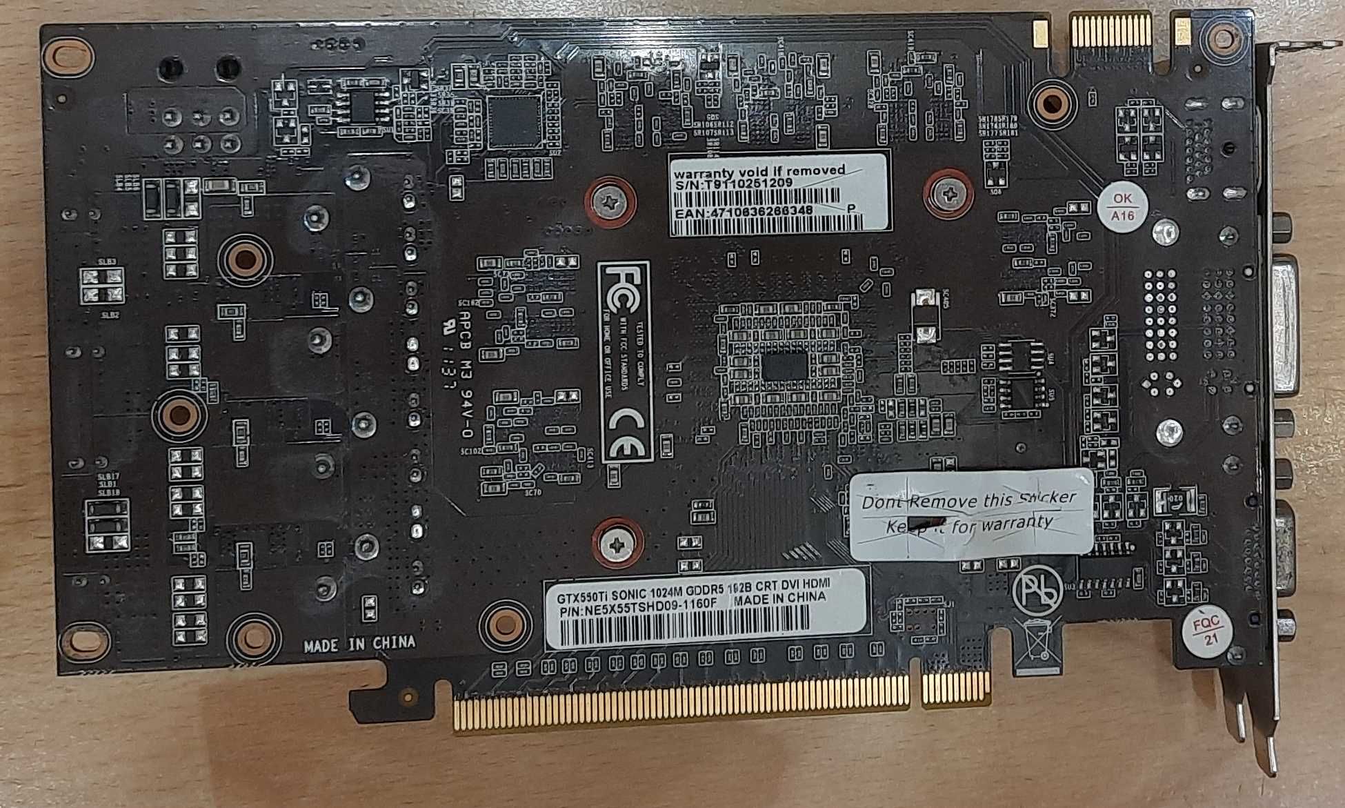 Видеокарта PCI Express 2.0 16 GeForce GTX 550 Ti 1 gb gddr 5 рабочая