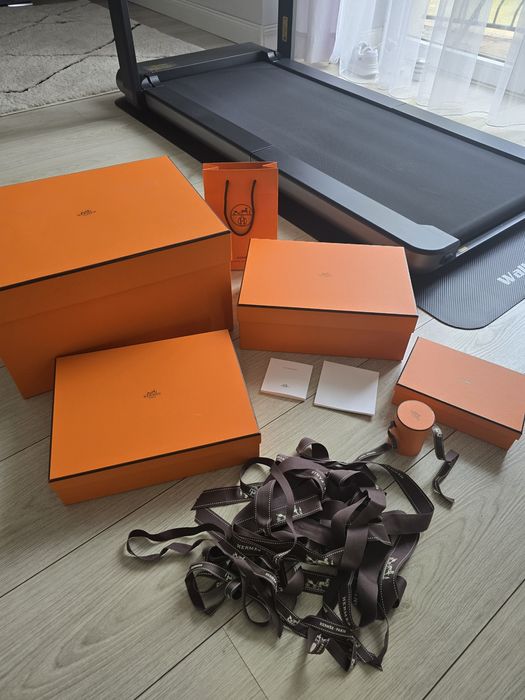 Hermes H pudełka torebka wstążki etykietki zestaw