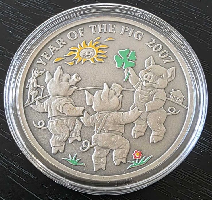 Rok Świni trzy małe świnki 1 dolar srebrna moneta Niue 2006