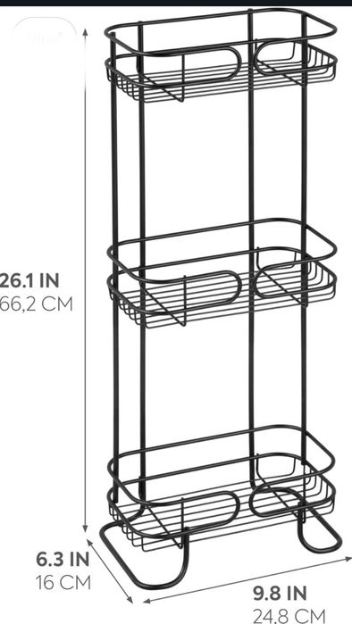 Idesign Neo Regał pod Prysznic, Czarny, 16 x 24,9 x 66,3 cm