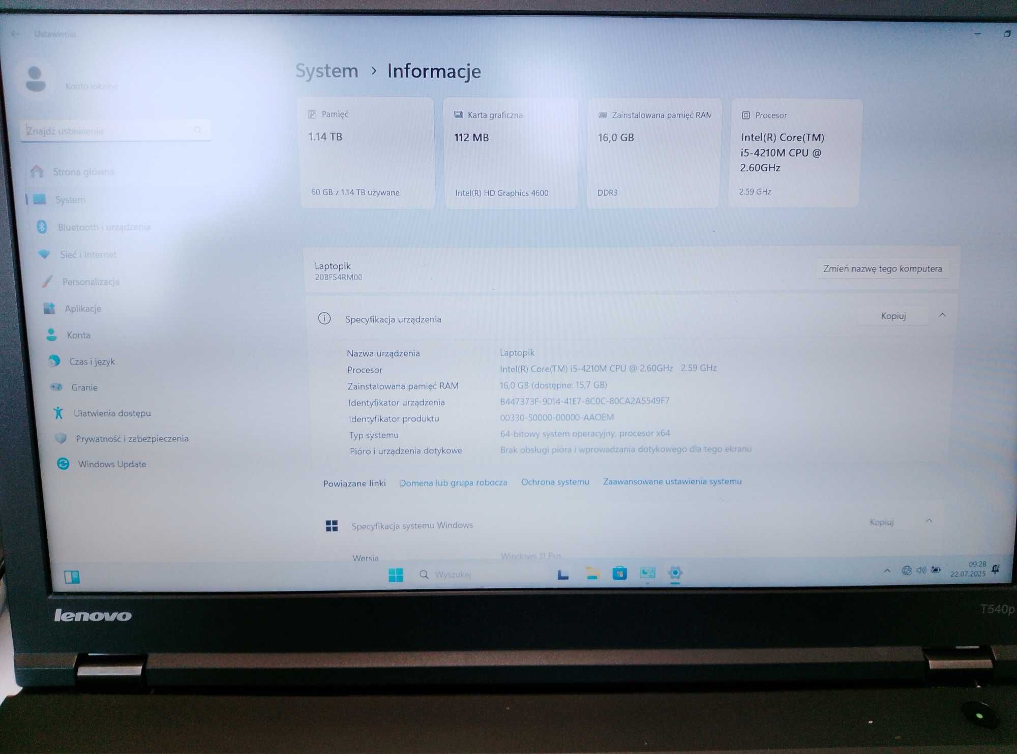 Lenovo ThinkPad T540p – Solidny sprzęt w doskonałym stanie!