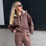 Dresy damskie brązowe ocieplane bluza oversize + spodnie r.UNI wys.24h