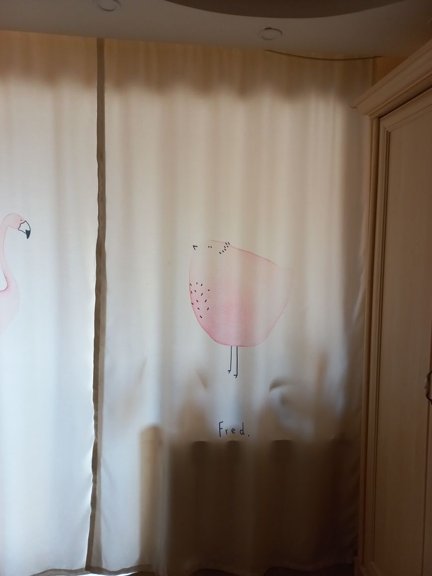 Готовые шторы с фламинго