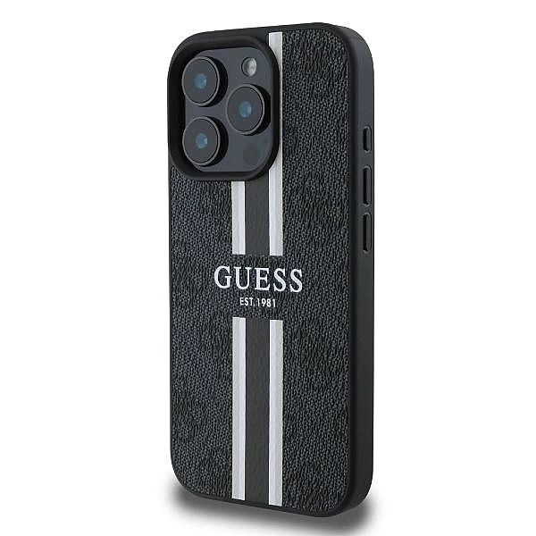 Etui Guess 4G Printed Stripes MagSafe na iPhone 16 Pro Max - czarne