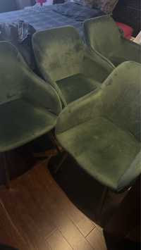 4 cadeiras de veludo verdes como novas