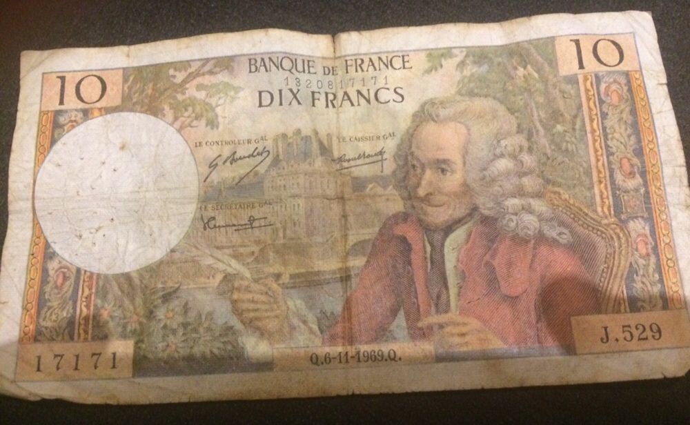 Nota francesa: 10 francs 1969