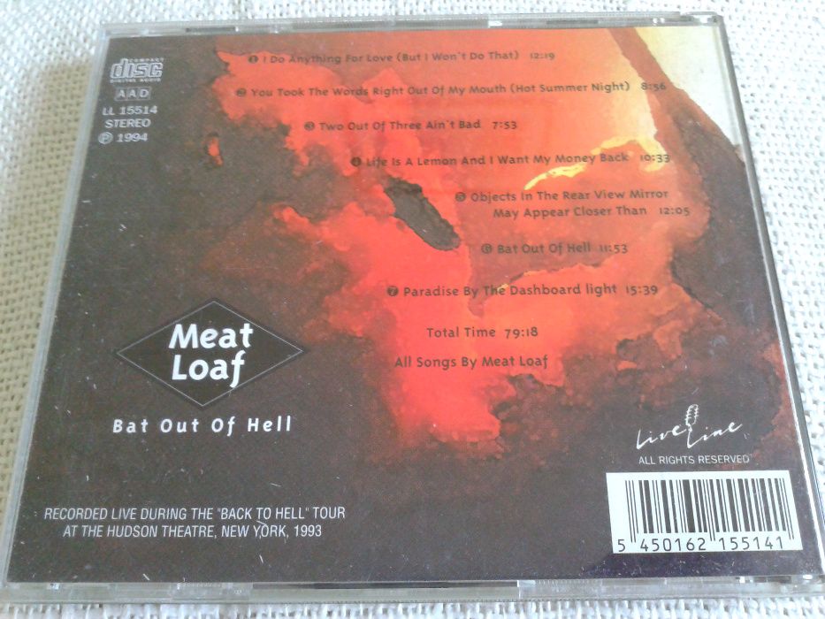 Meat Loaf - Bat out of hell (live, New York 1993) CD