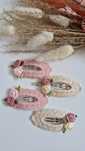 Spinki do włosów boho do szkoły kwiatki szydełku handmade beżowe róż