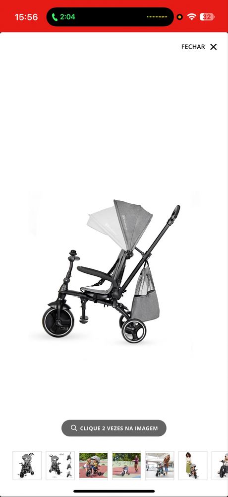 Triciclo KINDERKRAFT Jazz (Dobrável - Cinzento)