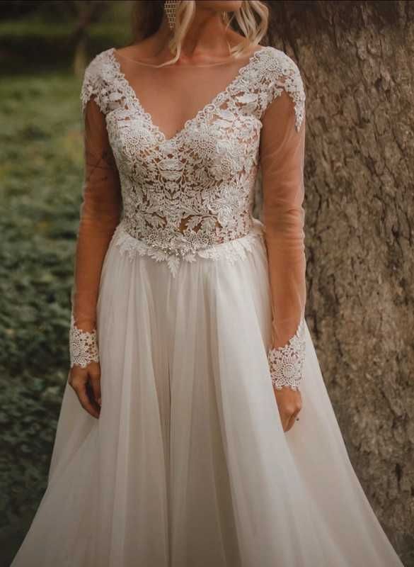 Boho zwiewna koronkowa suknia ślubna Gala Arizona rozmiar 36