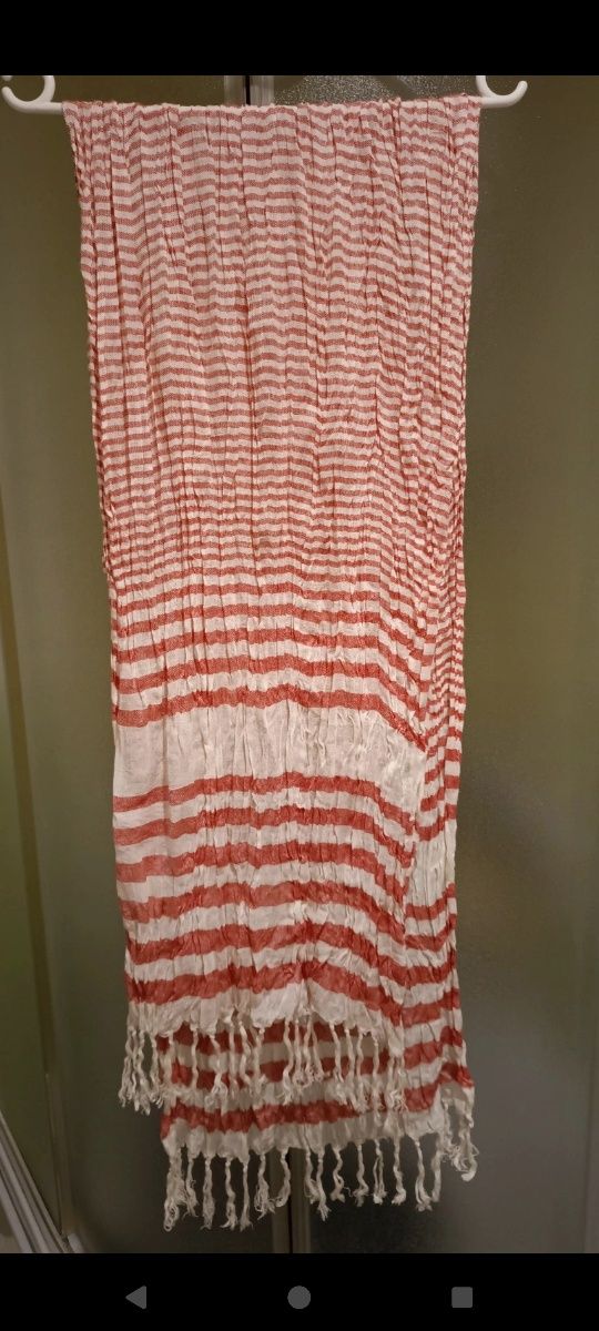 Miękki szal bawełniany typu arafatka z frędzlami, 180 x 35 cm