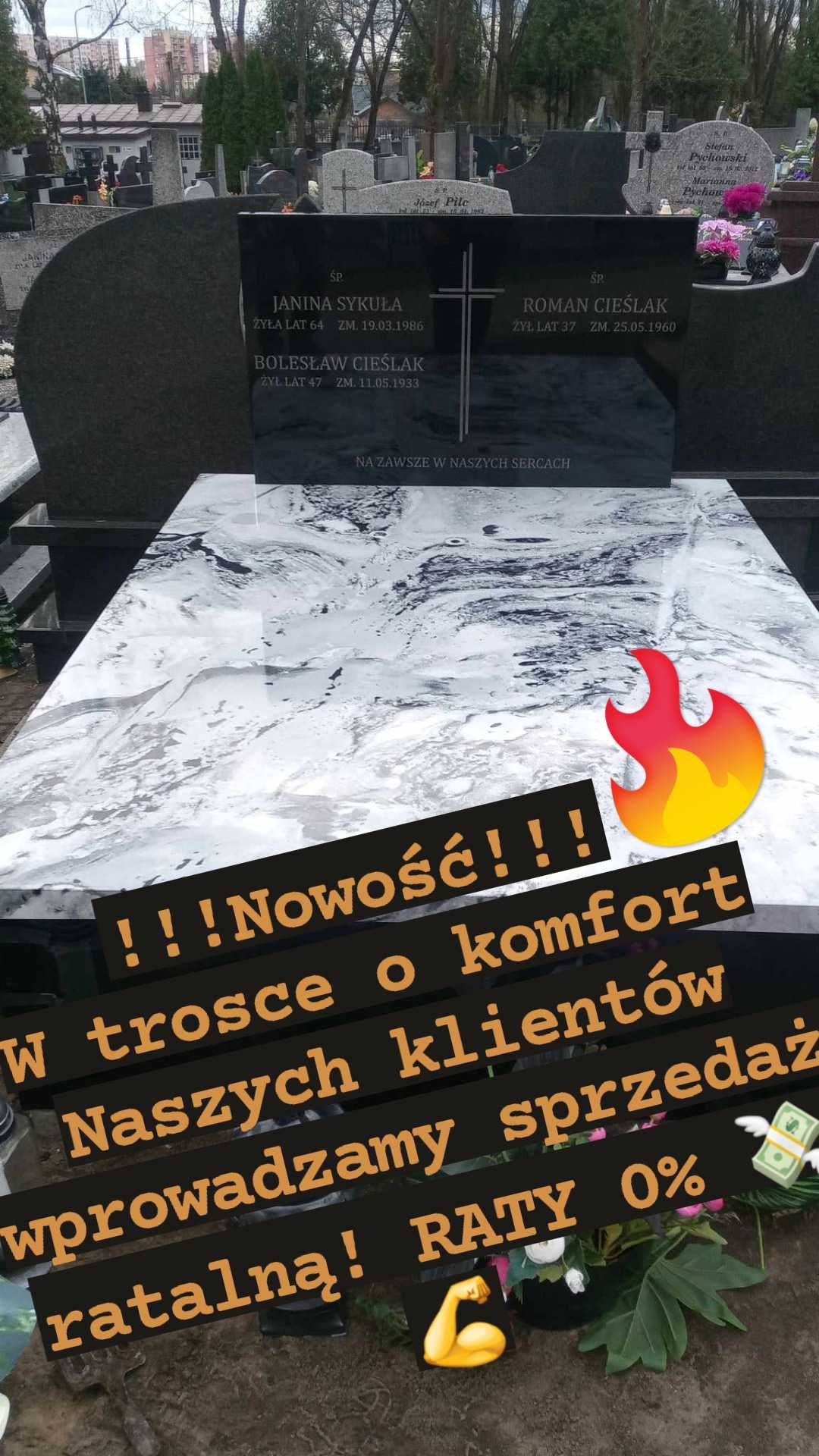 Nagrobki, Pomniki kompozytowe z montażem