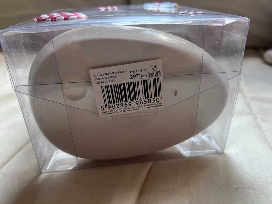 Zestaw białych ceramicznych solniczki i pieprzniczki - zajączków Homla