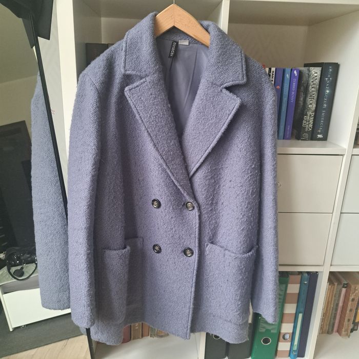 Błękitne Wełniany Płaszcz