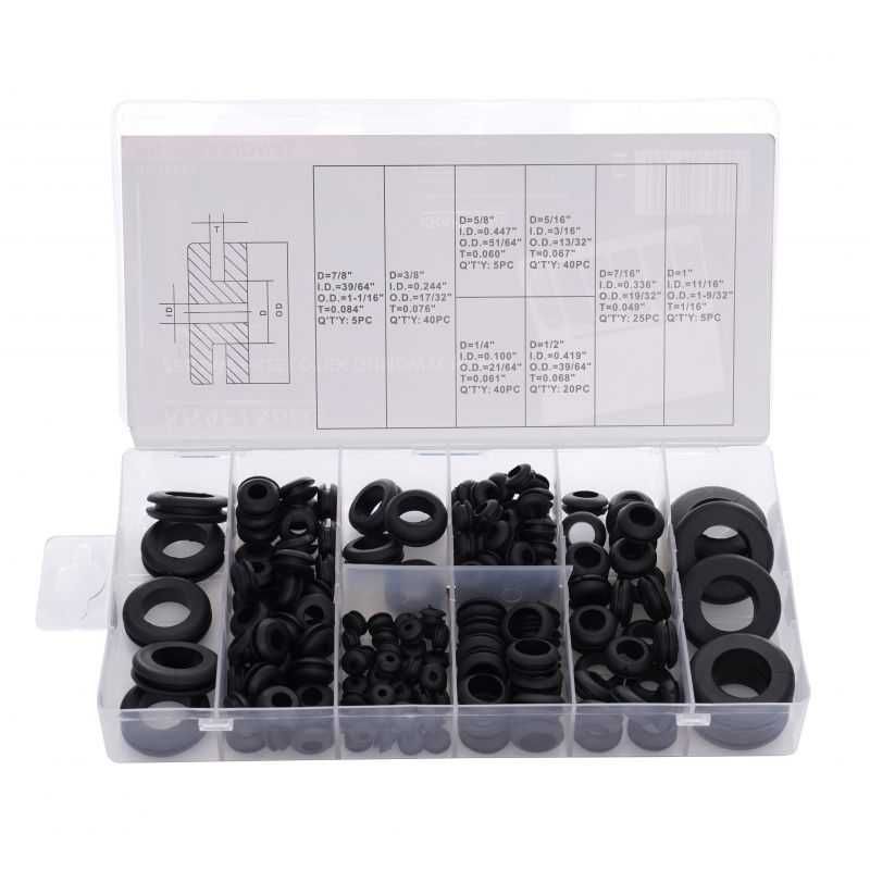 PRZELOTKI GUMOWE tulejki 6 - 24 mm zestaw 180szt. Kraft&Dele KD10485