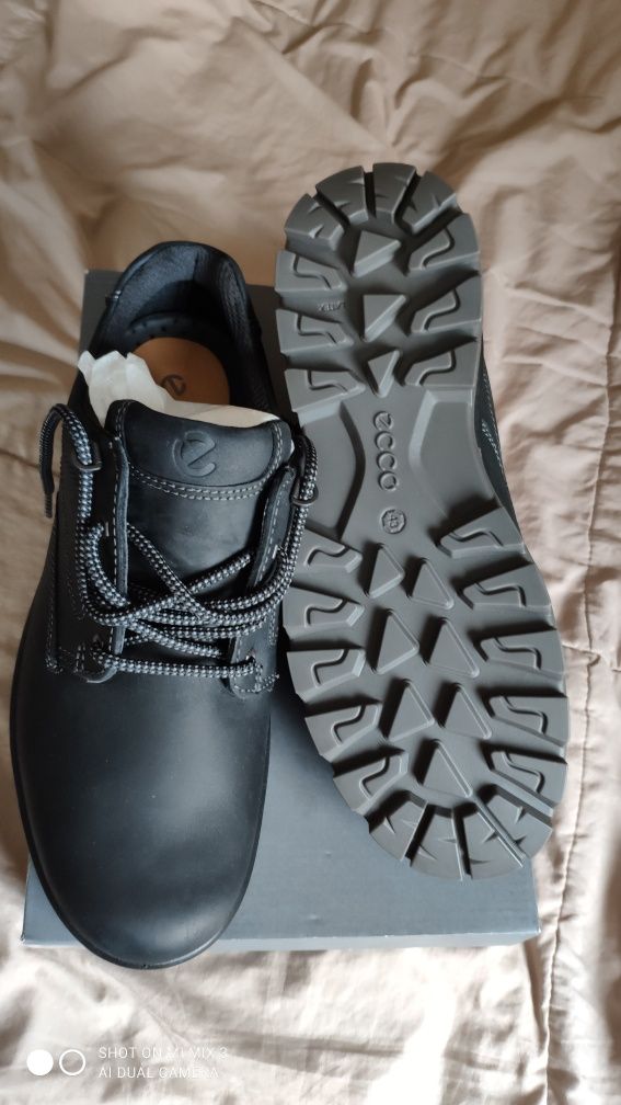 Ecco Rugged Truck wodoodporne czarne skórzane buty rozm 43