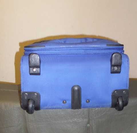 Чемодан тканевый синий, валіза, 2 колеса, размер 60Х40Х24/29 см.