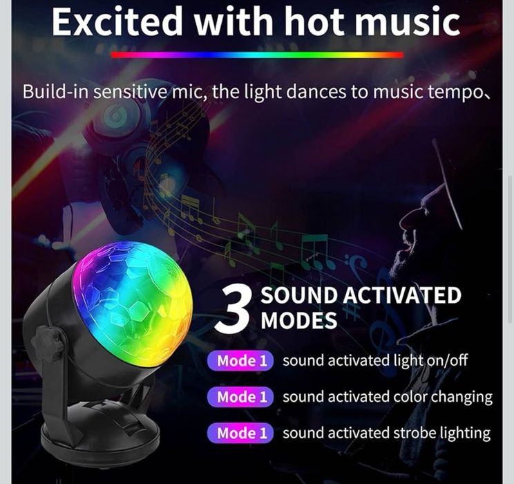 Projektirv Dyskotekowy kula  Disco LED RGB + PILOT 2 szt w zestawie