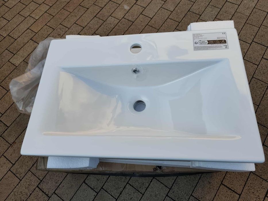 Umywalka wpuszczana, 61 x 39,5 x 18,5 cm, ceramiczna, biała