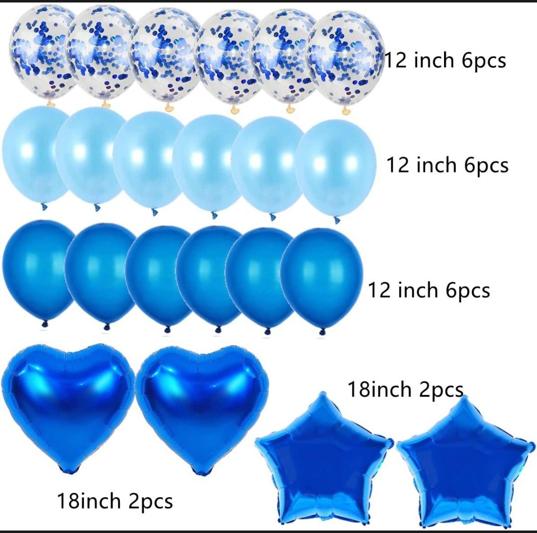Zestaw urodzinowy niebieski 3 / 5 / 35 / 53 balony dekoracje