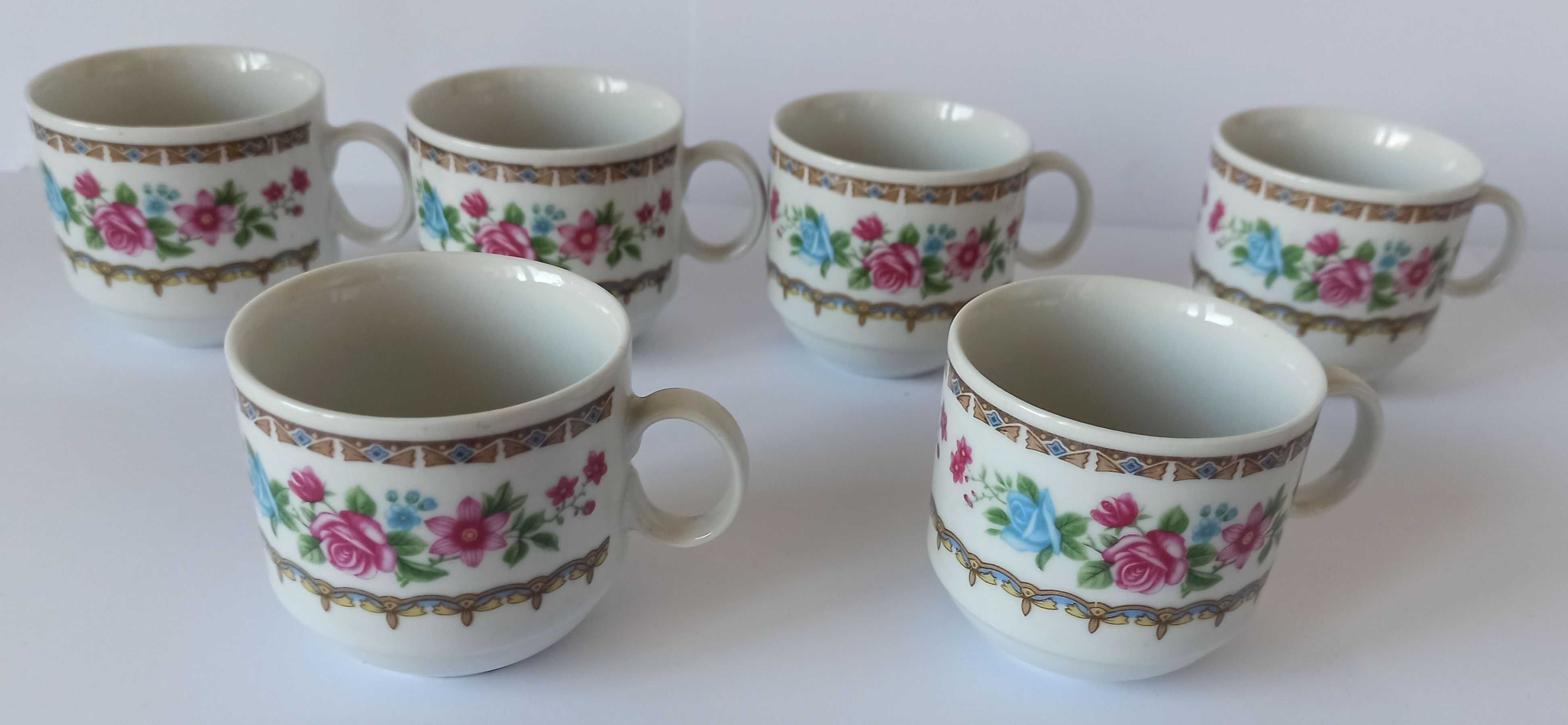 piękne malowane filiżanki zestaw 6 sztuk różyczki chińska porcelana