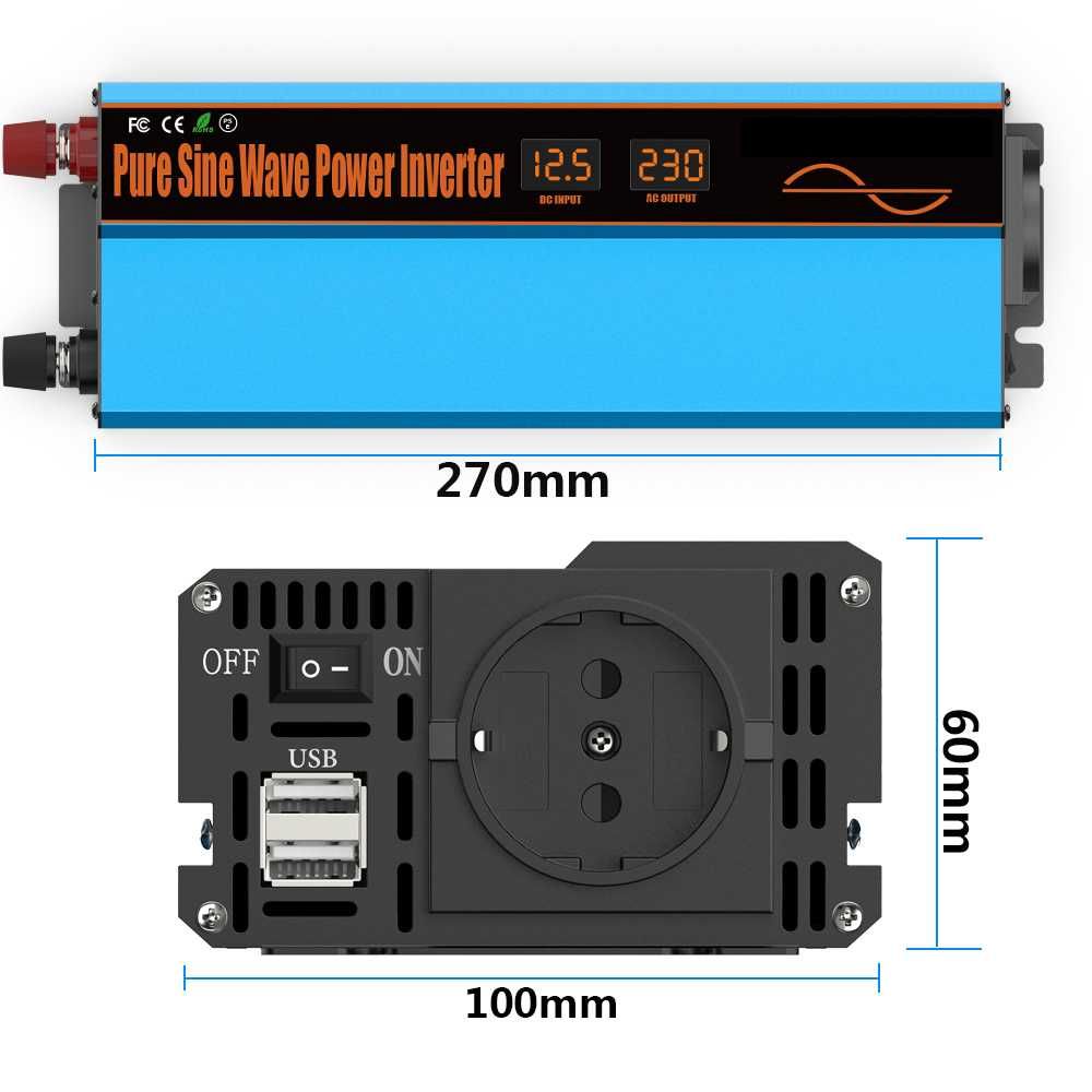 Інвертор 12/220v 2000w чистий синус