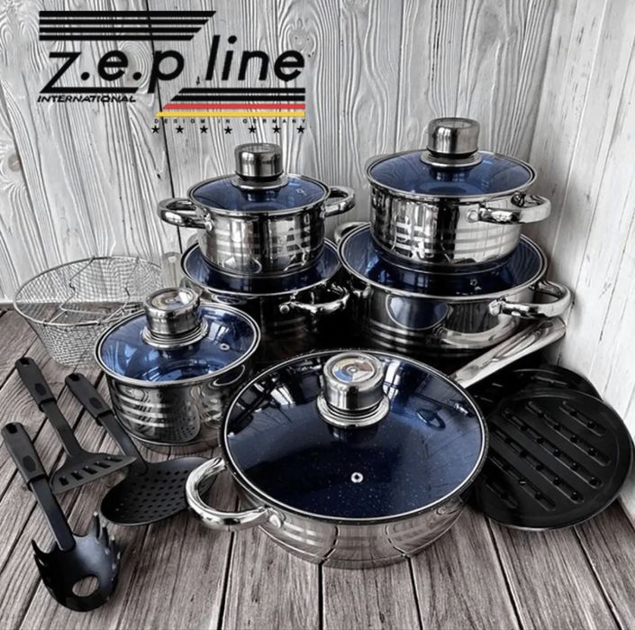 Німецький набір посуду з нержавіючої сталі Zepline ZP-076 18 предметів