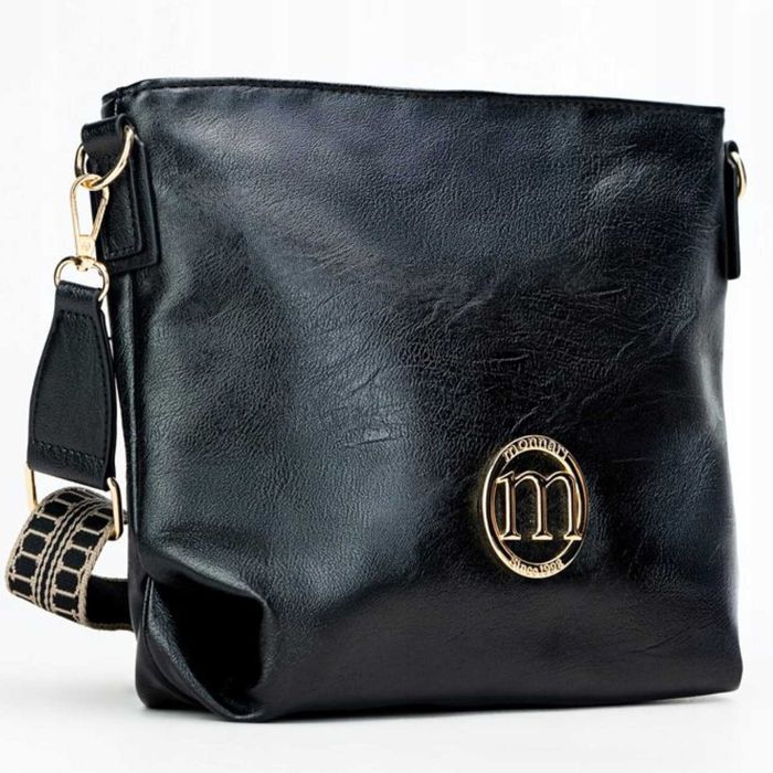 Torebka Damska MONNARI Czarna Skóra Ekologiczna Boho Regulowany Pasek