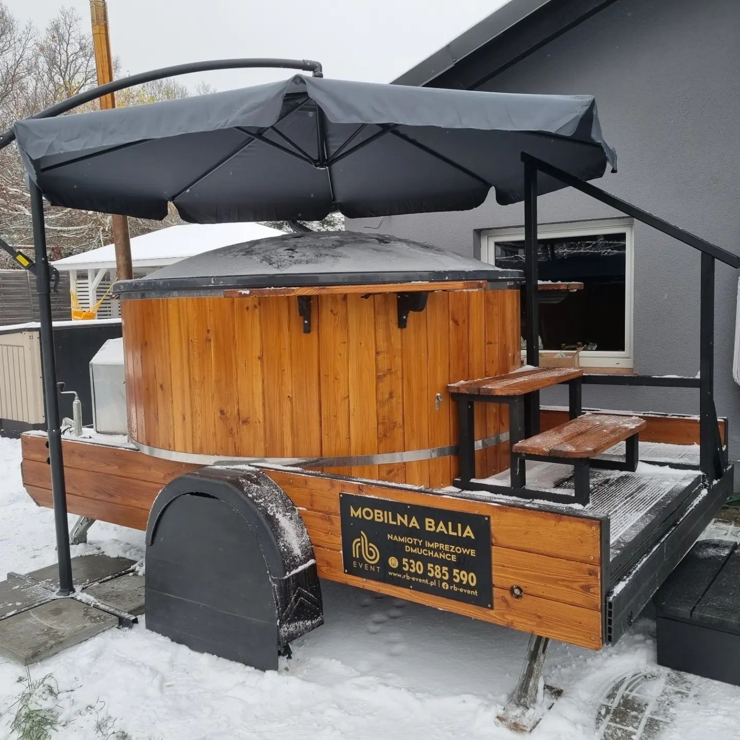 Mobilna balia z jacuzzi wynajem, ruska bania, mobilna sauna