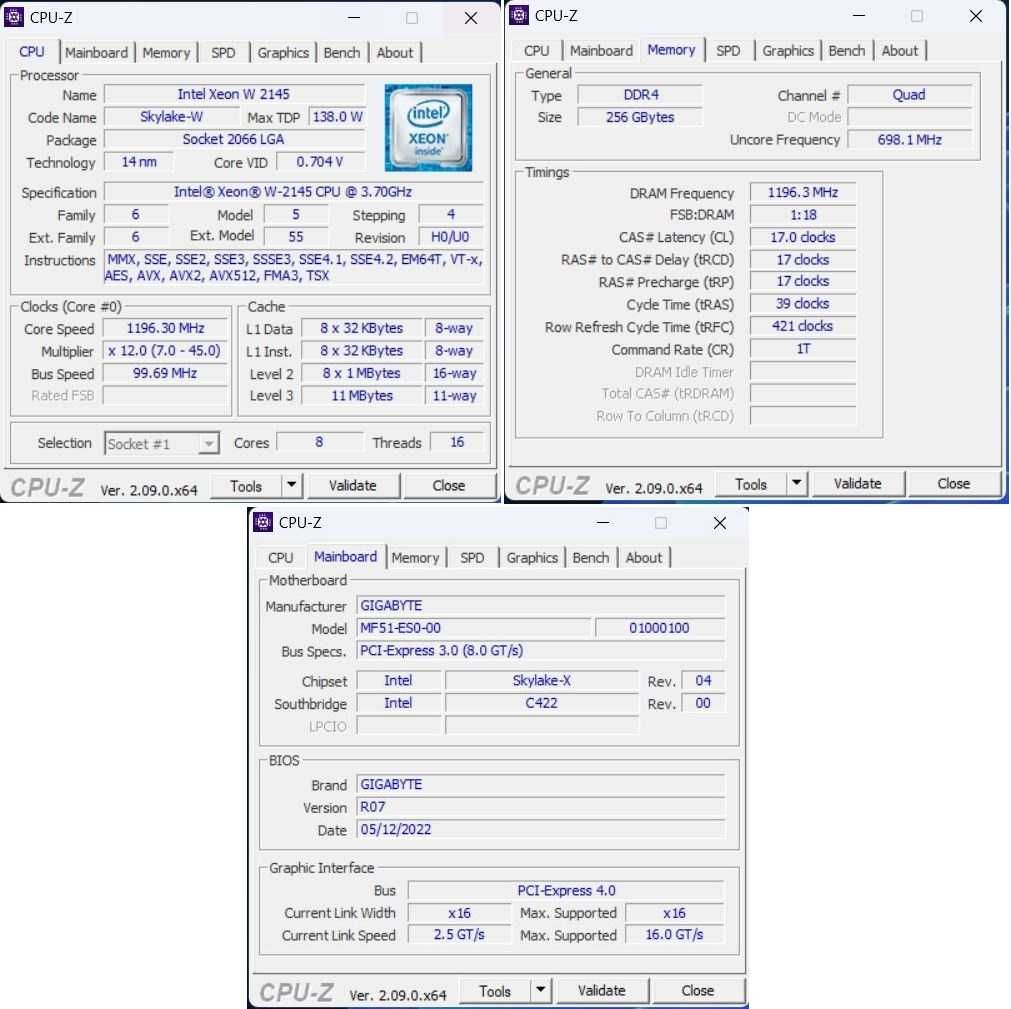 Сервер, игровой ПК Gigabyte MF51-ES0 + Intel CPU Xeon W-2145 + Кулер