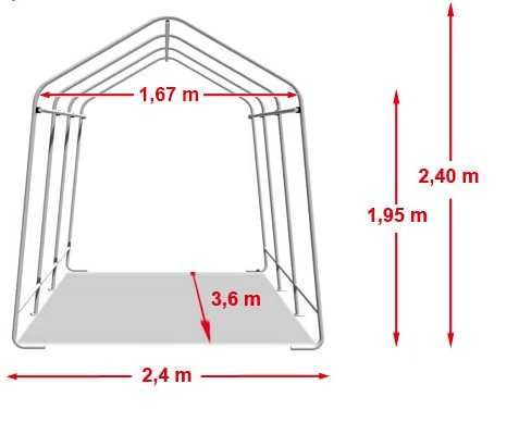 Namiot garażowy 2,4x3,6m plandeka PE 450 ciemnozielony
