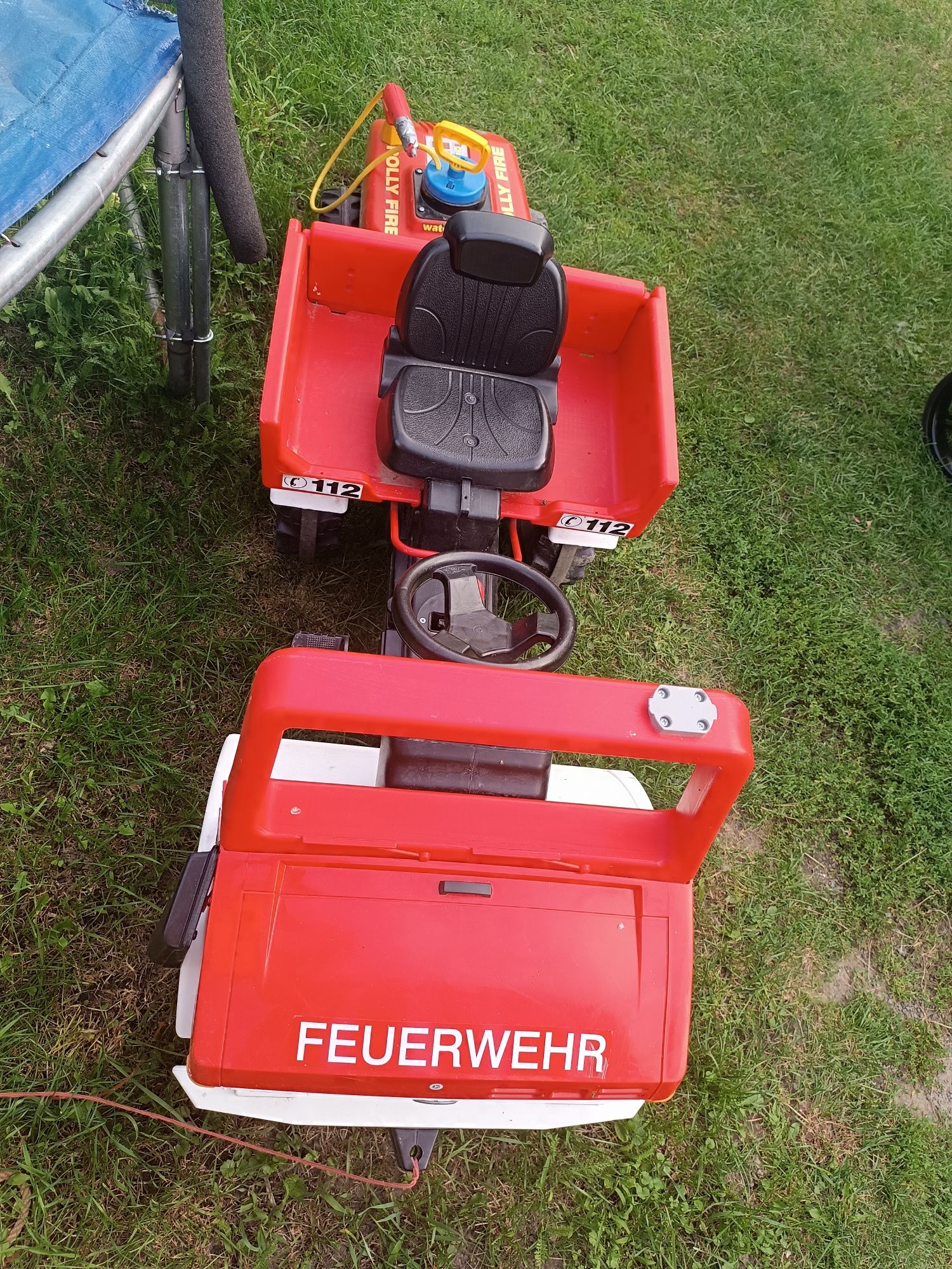 Gokart straż pożarna Rolly Toys, zbiornik na wodę.