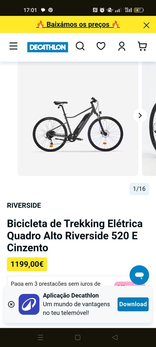 Bike Elétrica - Riverside 500 Cinzenta