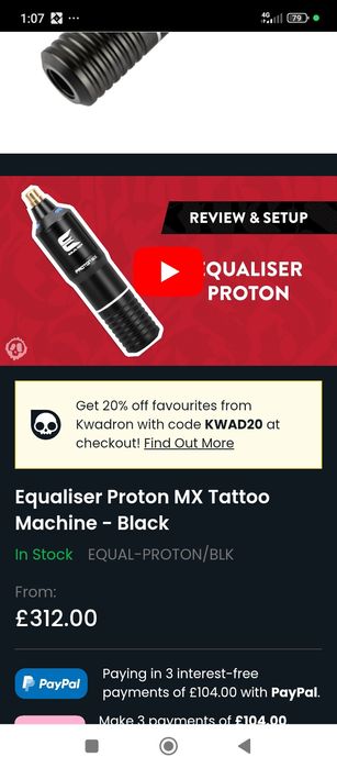 Máquina profissional tatuagem equalazer proton MX tattoo