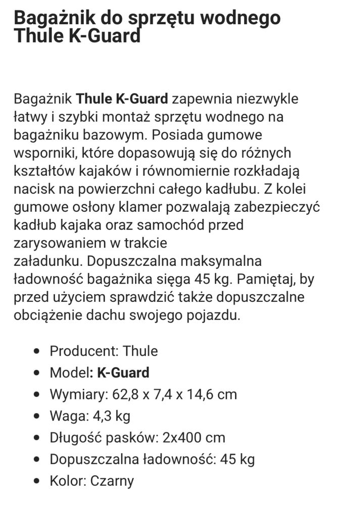 Bagażnik do sprzętu wodnego /nart THULE K-GUARD