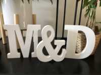 Litery inicjały weselne ozdoby M&D   D&M 18cm