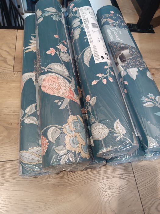 Tapeta w kwiaty i ptaki zestaw 7 rolek