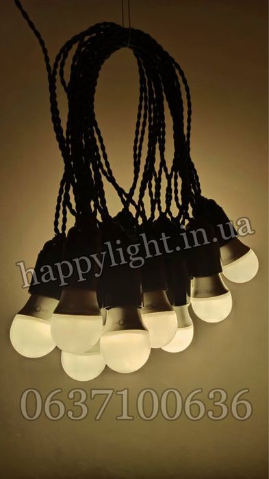 Гирлянда ретро лампы led/матовые/накаливания/филамент витой провод ч/б