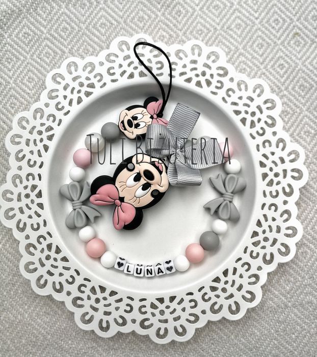 Zawieszka do smoczka z imieniem dziecka Myszka Mini Minnie