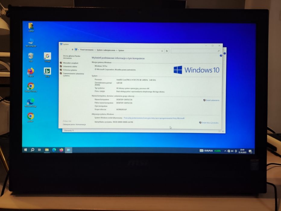 MSI MS-AA75 Intel I3-4130 4GB ram 500 GB HDD all in one desktop aio