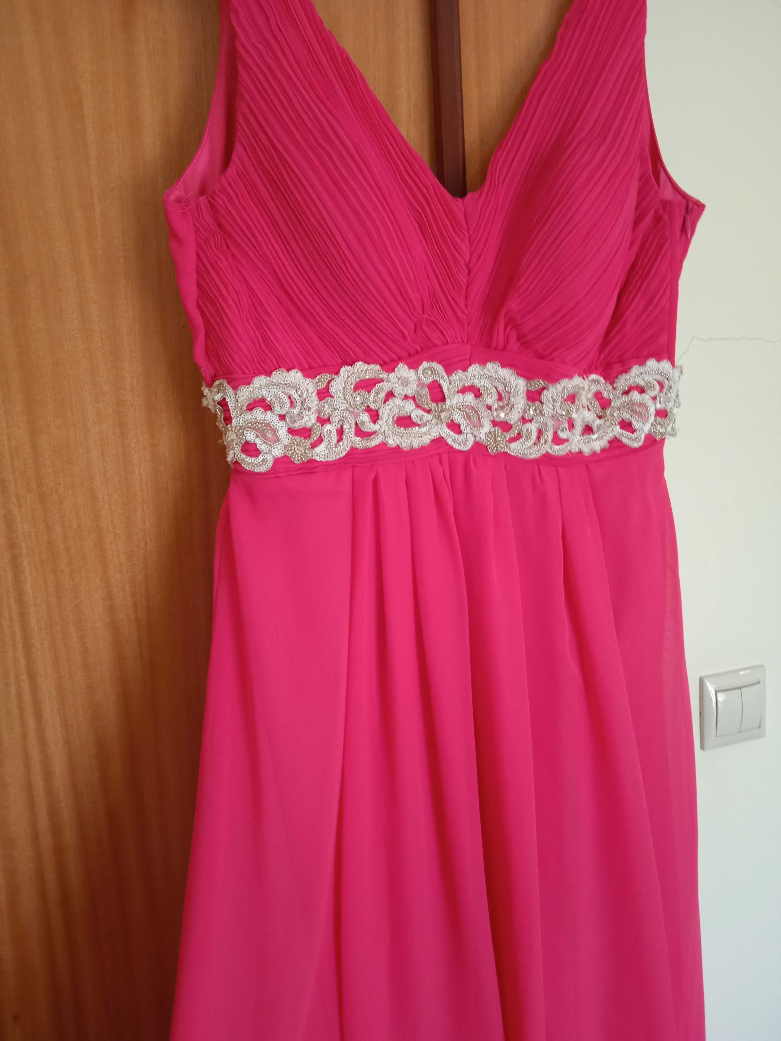 Vestido comprido cerimônia, rosa fúcsia, tamanho S